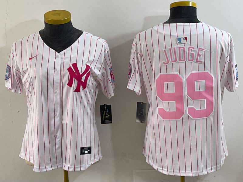 Youth 2025 New York Yankees 99 Judge White Stripe Joint Name Nike MLB Jersey style 620